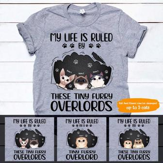 My Life Is Ruled By A Tiny Furry Overlord Custom T-Shirt - Thegiftio UK