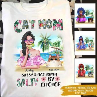Sassy Since Birth Salty By Choice Custom T-Shirt - Cat Gift - Thegiftio UK