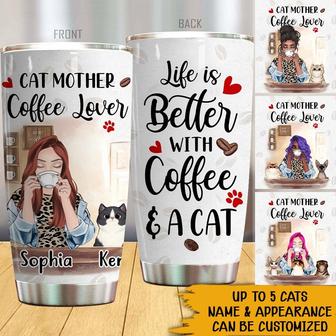 Cat Mother Coffee Lover Custom Tumbler - Gift for Cat Lovers - Thegiftio UK
