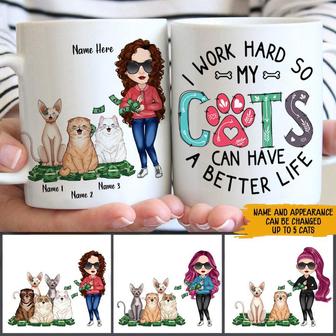 I Work Hard So My Cats Custom Mug - Gift for Cat Moms - Thegiftio UK