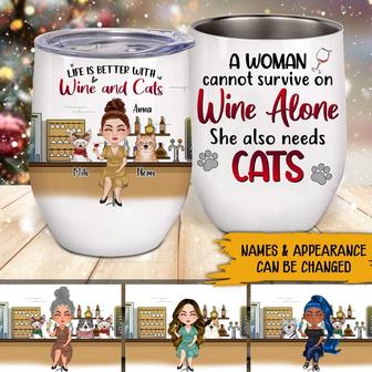 Cat Wine Personalized Tumbler - Gift for Cat Lovers - Thegiftio UK
