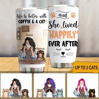 Life Is Better With Coffee And Cats Personalized Tumbler - Thegiftio UK
