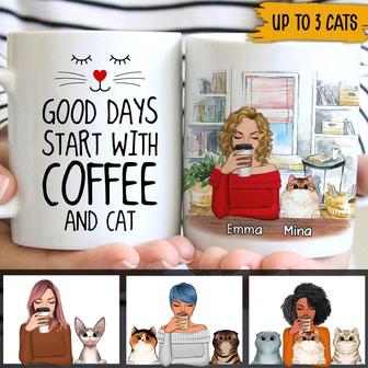 Good Days Start With Coffee Custom Mug - Gift for Cat Lovers - Thegiftio UK