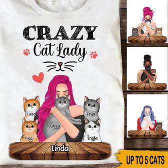 Crazy Cat Lady Personalized T-Shirt - Gift for Cat Lovers - Thegiftio UK