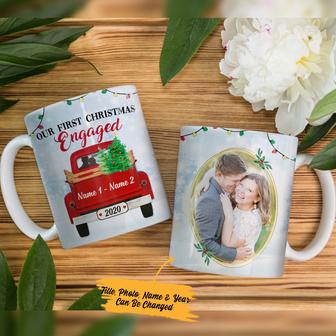 Personalized Our First Christmas Engaged Red Truck MDF Mug - Thegiftio UK