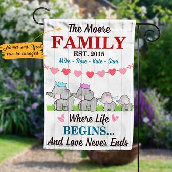 Personalized Garden Flag for Elephant Family Lovers - Thegiftio UK