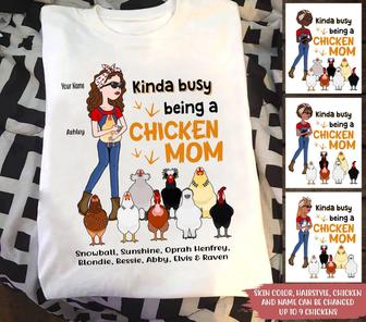 Kinda Busy Being A Chicken Mom Custom T-Shirt - Gift for Mom - Thegiftio UK