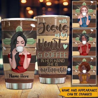 Christian Woman Personalized Tumbler With Jesus In Heart - Thegiftio UK