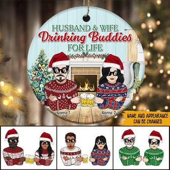 Couple Drinking Buddies Custom Ornament - Christmas Gift - Thegiftio UK