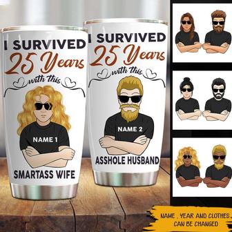 I Survived 25 Years Personalized Tumbler - Gift for Couple - Thegiftio UK