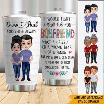 I Would Fight A Bear For You Custom Tumbler - Couple Gift - Thegiftio UK