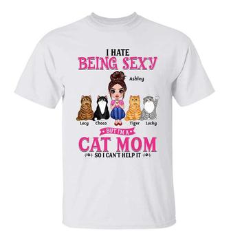 Sexy Cat Mom Personalized T-Shirt - Gift for Cat Lovers - Thegiftio UK