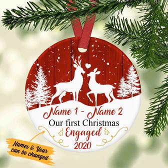 Personalized Married Xmas Bauble, First Christmas Engaged Keepsake, Couple Ornament, Engaged Keepsake, Christmas Deer Hunting Couple Ornament - Thegiftio UK