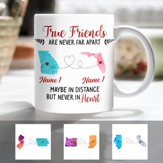 Personalized True Friends Long Distance Watercolor Mug - Thegiftio UK