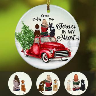 Personalized Dog Memorial Red Truck Christmas Ornament - Thegiftio UK