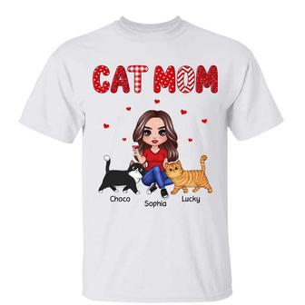 Cat Mom Doll Woman Sitting Walking Cats Custom T-Shirt - Thegiftio UK