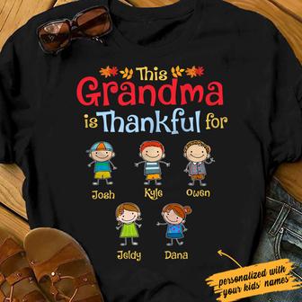 Personalized Grandma Thankful Fall Halloween T Shirt - Thegiftio UK
