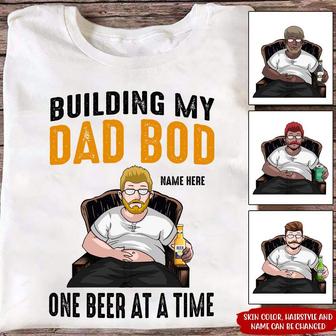 Building My Dad Bod One Beer At A Time Custom T-Shirt - Gift - Thegiftio UK
