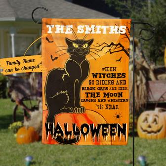 Personalized Halloween Black Cat Garden Flag for Home - Thegiftio UK