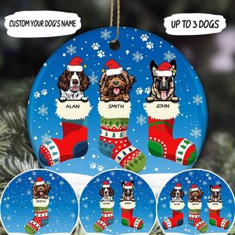 Happy Holiday Dog Circle Custom Ornament - Christmas Gift - Thegiftio UK