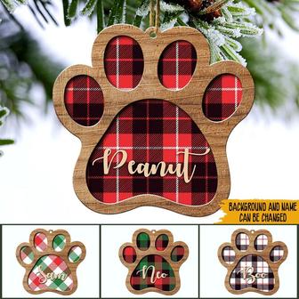 Dog Paw Buffalo Plaid Custom Ornament - Christmas Gift - Thegiftio UK