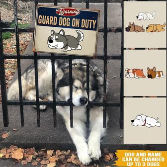 Dog Sign Warning Guard Dogs On Duty Custom Metal Sign - Gift - Thegiftio UK