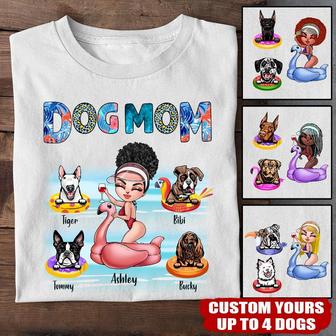 Dog Mom Summer Beach Custom T-Shirt - Gift for Dog Moms - Thegiftio UK