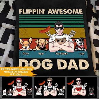 Flippin Awesome Dog Dad BBQ Custom T-Shirt - Dog Dad Gift - Thegiftio UK