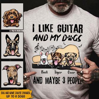 I Like Guitar And My Dogs Custom T-Shirt - Dog Lovers Gift - Thegiftio UK