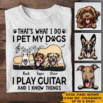 I Play Guitar Pet My Dogs Custom T Shirt - Dog Lovers Gift - Thegiftio UK