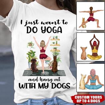 Dog Mom Just Want To Do Yoga Custom T Shirt - Dog Mom Gift - Thegiftio UK