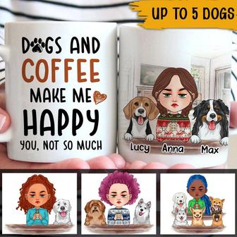Dogs And Coffee Make Me Happy Custom Mug - Gift for Dog Mom - Thegiftio UK