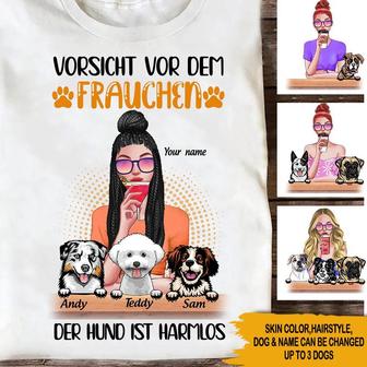 Beware Of The Woman The Dogs Are Harmless Custom T-Shirt - Thegiftio UK