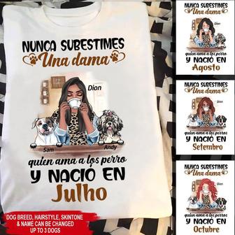 Never Underestimate A Lady Who Loves Dogs Custom T Shirt - Thegiftio UK