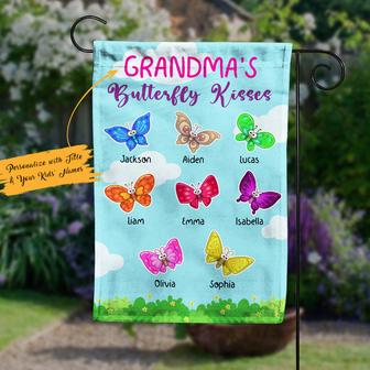 Personalized Garden Flag for Grandma with Butterfly Kisses - Thegiftio UK