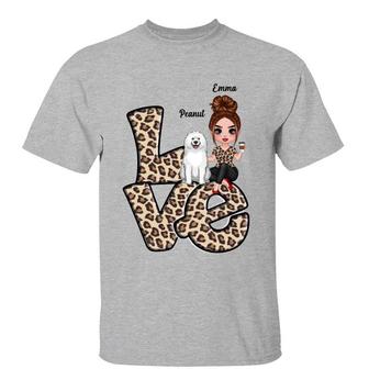 LOVE Leopard Dog Mom Custom T-Shirt - Gift for Dog Lovers - Thegiftio UK
