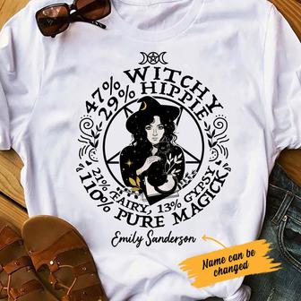 Personalized Halloween Witch Percentage White T Shirt - Thegiftio UK