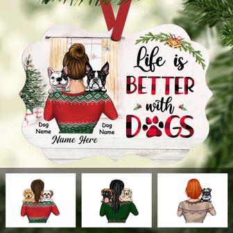 Personalized Dog Mom Xmas Gift, Dog Mom Life is Better Christmas MDF Ornament - Thegiftio UK