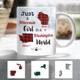 Personalized Just A Girl Born And Live Buffalo Plaid Mug - Thegiftio UK