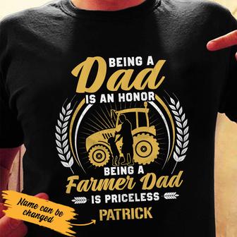 Personalized Farmer Being A Dad Is An Honor T Shirt - Thegiftio UK