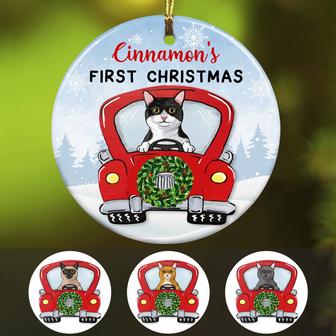 Personalized Cat First Christmas Red Truck Ornament - Thegiftio UK