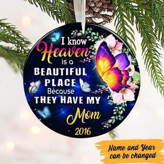 Personalized In Loving Memory of Christmas Ornament, Memorial Ornament, Sympathy Gift, Butterfly Memorial Circle Ornament - Thegiftio UK