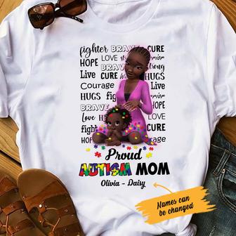 Personalized Proud Autism Mom BWA T Shirt - Thegiftio UK