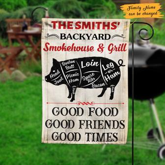 Personalized Backyard Smokehouse Grill Garden Flag - Thegiftio UK