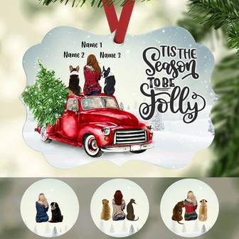 Personalized Christmas Gift For Dog Mom, Red Truck Tis The Season To Jolly Christmas Benelux Ornament - Thegiftio