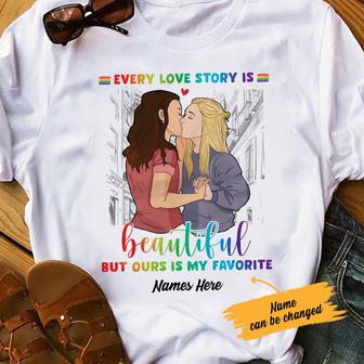 Personalized Our Story LGBT Lesbian Love T Shirt - Thegiftio UK