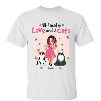 All I Need Is Love And Cats Custom T-Shirt - Gift for Cats - Thegiftio UK