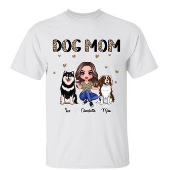 Half Leopard Doll Dog Mom Sitting Custom T-Shirt - Thegiftio UK