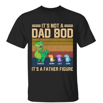 Not Dad Bod Father Figure Retro Dinosaur Custom T-Shirt - Thegiftio UK