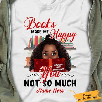 Personalized BWA Books Make Me Happy T Shirt - Thegiftio UK